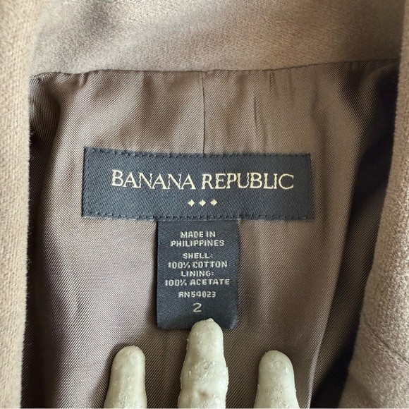 Vintage 2000s Banana Republic Tan Cotton Blazer with Elbow Patches ~ Size Small - Picture 8 of 8